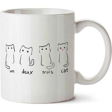 Un Deux Trois Cat Kedi Baskılı Kupa