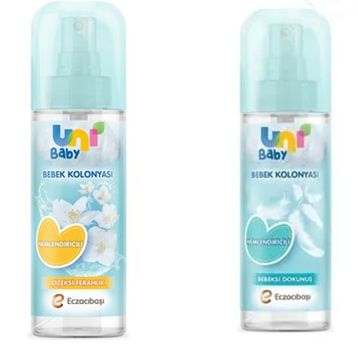 Uni Baby 150 ml Çiçeksi Ferahlık + Uni Baby 150 ml Bebeksi Dokunuş Bebek Kolonyası
