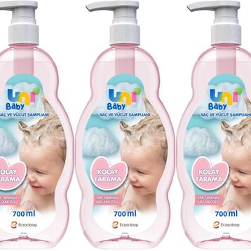 Uni Baby 3x700 ml Kolay Tarama Saç ve Vücut Pompalı Bebek Şampuanı