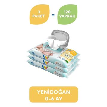 Uni Baby 40'lı 3 Adet Yenidoğan Islak Mendil