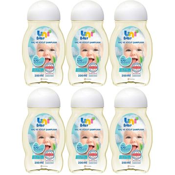 Uni Baby 6x200 ml Bebek Saç ve Vücut Şampuan