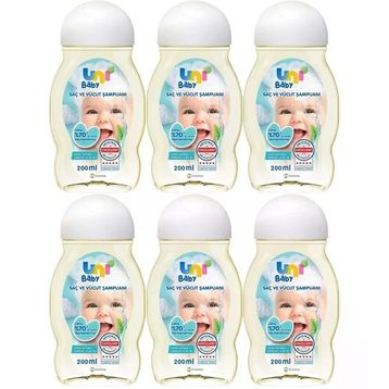 Uni Baby 6x200 ml Bebek Saç ve Vücut Şampuan