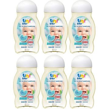 Uni Baby 6x200 ml Bebek Saç ve Vücut Şampuan