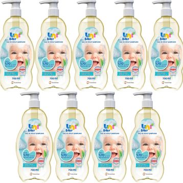 Uni Baby 9x700 ml Klasik Pompalı Bebek Saç ve Vücut Şampuanı