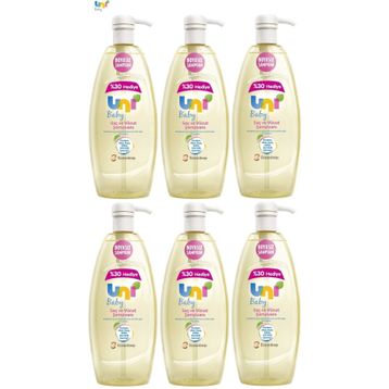 Uni Baby Boyasız Pompalı 6x900 ml Bebek Şampuanı