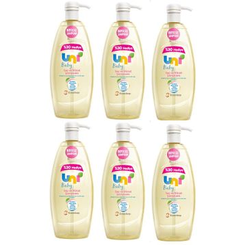 Uni Baby Boyasız Pompalı 6x900 ml Bebek Şampuanı