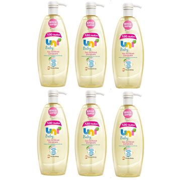 Uni Baby Boyasız Pompalı 6x900 ml Bebek Şampuanı