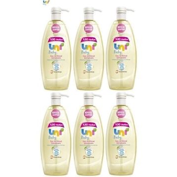 Uni Baby Boyasız Pompalı 6x900 ml Bebek Şampuanı