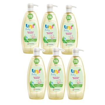 Uni Baby Boyasız Pompalı 6x900 ml Bebek Şampuanı