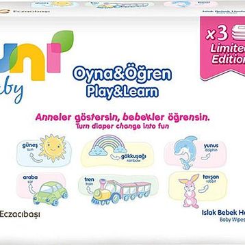 Uni Baby Oyna Öğren 52x3'lü 156 Yaprak Islak Havlu