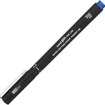 Uni-Ball Akrilik Uçlu Fine Line Pin 0.3 mm Mavi Çizim Kalemi