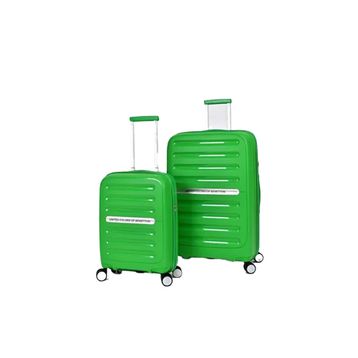 United Colors of Benetton BNT1000 Kırılmaz Polipropilen Büyük Boy Kabin Boy Yeşil 2'li Valiz Seti