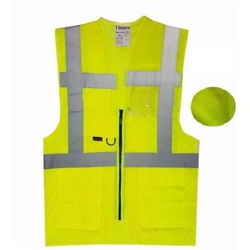 Uniwest UW-220 Sol Göğüs Baskı Sarı Fileli Yönetici Mühendis Yeleği