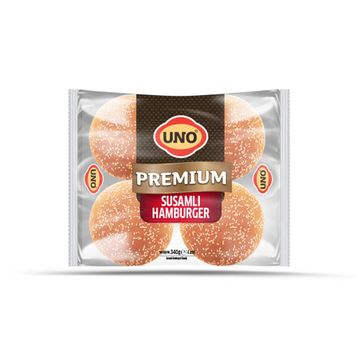 Uno Premium 4'lü 340 gr Susamlı Hamburger Ekmeği