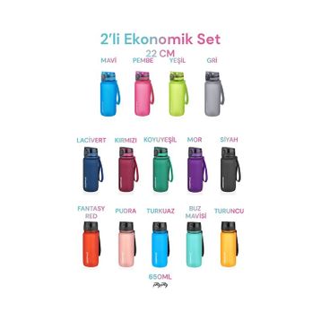 Uzspace 2'li 650 ml Fiftyfifty Gri - Lacivert Tritan Matara Seti