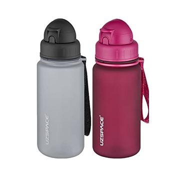 Uzspace 2'li Pipetli 400 ml Fiftyfifty Gri Kırmızı Tritan Matara Seti