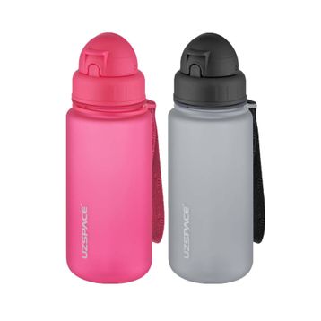 Uzspace 2'li Pipetli 400 ml Fiftyfifty Pembe Gri Tritan Matara Seti