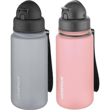 Uzspace 2'li Pipetli 400 ml Fiftyfifty Pembe Gri Tritan Matara Seti