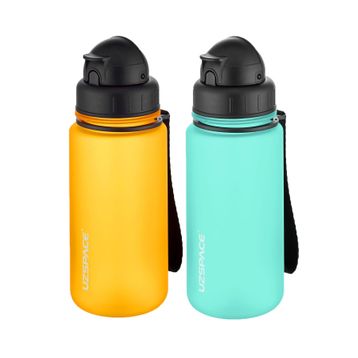 Uzspace 2'li Pipetli 400 ml Fiftyfifty Turuncu Mavi Tritan Matara Seti