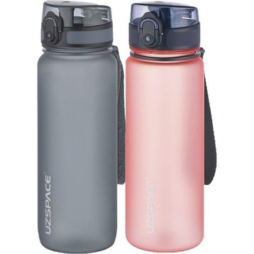 Uzspace 2'li Tritan 800 ml Fiftyfifty Gri - Pembe Matara Seti