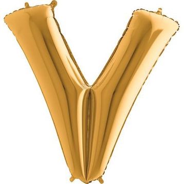 V Harf Altın 100 cm Folyo Balon