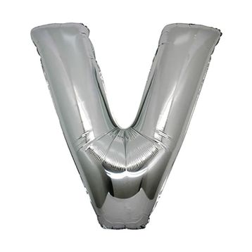 V Harf Gümüş 100 cm Folyo Balon