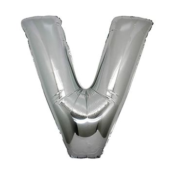 V Harf Gümüş 100 cm Folyo Balon
