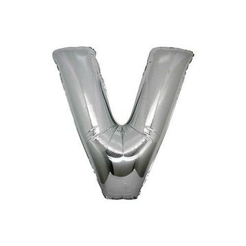 V Harf Gümüş Renk 40 cm Folyo Balon