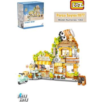 Vagonlife FFLZ-1382 Loz Street Mini Serisi Cafe 1077 Parça Oyuncak Yapım Seti