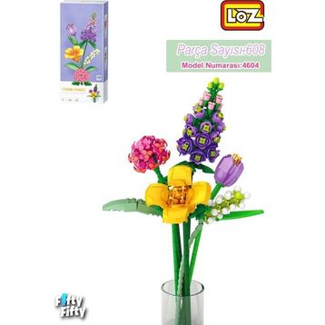 Vagonlife FFLZ-4604 Dekoratif ve Koleksiyonluk Çiçek Buketi 608 Parça Yapım Seti