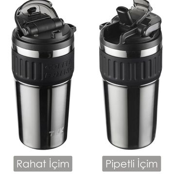 Vagonlife TKK 2023 630 ml Gri Özel Seri Çelik Mug Pipetli Termos