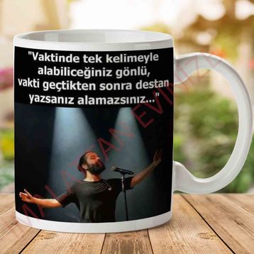 Vaktinde Tek Kelimeyle Baskılı Kupa