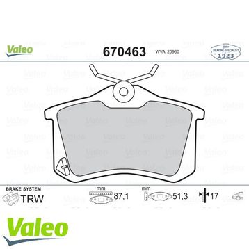Valeo 670463 Arka Balata