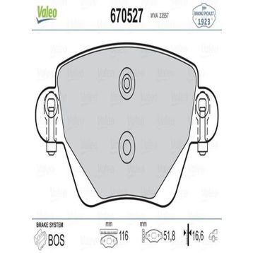 Valeo 670527 Arka Fren Balatası
