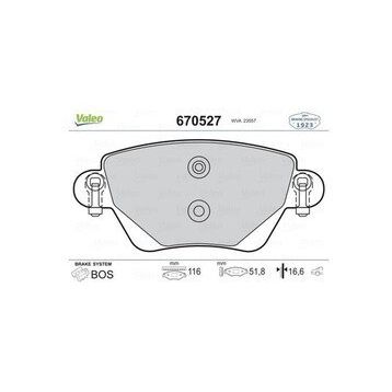 Valeo 670527 Arka Fren Balatası