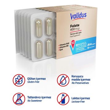 Validus Folate 400 mcg 60 Kapsül