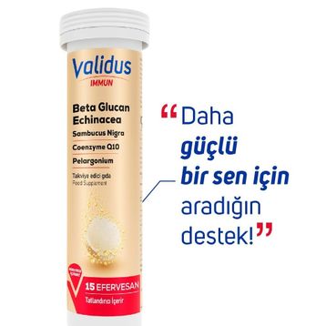 Validus İmmun Beta Glucan Echinacea 15 Efervesan Tablet