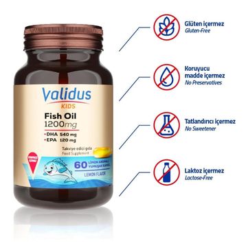 Validus Kids Fish Oil 1200 mg 60 Kapsül