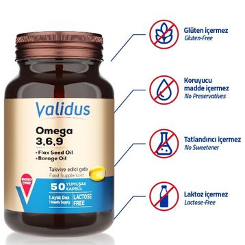 Validus Omega 3-6-9 50 Kapsül Balık Yağı