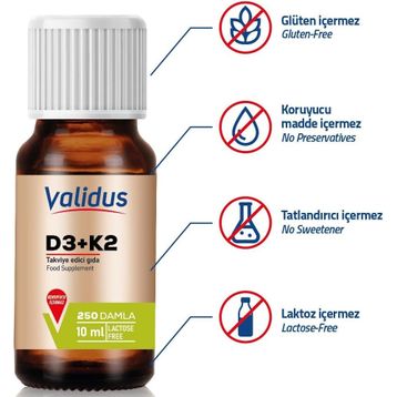 Validus Vitamin D3 K2 10 ml Damla