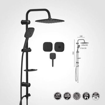 Valtemo Aqua Jet Black Rain Duş Seti