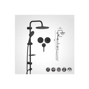 Valtemo VS5015 Deluxe Jet Black Tepe Duş Seti Takımı