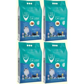 Vancat 4x10 kg Marsilya Sabunlu İnce Taneli Bentonit Kokulu Kedi Kumu