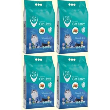 Vancat 4x10 kg Marsilya Sabunlu İnce Taneli Bentonit Kokulu Kedi Kumu