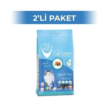 Vancat Marsilya Sabunu Kokulu İnce Taneli Topaklanan 2x10 lt Kedi Kumu