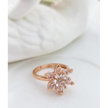 VAOOV 925 Ayar Gümüş Beyaz Taşlı Lotus Yüzük