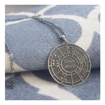 VAOOV 925 Ayar Gümüş Doğum Haritası Astroloji Kolye