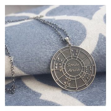 VAOOV 925 Ayar Gümüş Doğum Haritası Astroloji Kolye