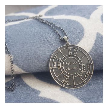 VAOOV 925 Ayar Gümüş Doğum Haritası Astroloji Kolye
