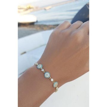 VAOOV 925 Ayar Gümüş Gold Su Yolu Nazar Bileklik
